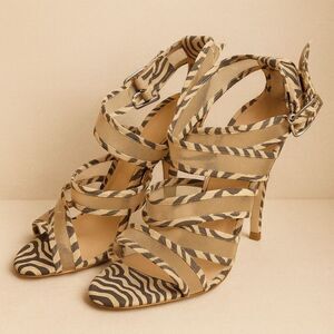 Loeffler Randall Zebra Strappy Heels 7.5